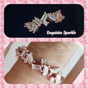 💋Beautiful Rose Gold Baguette DIamond (Lab) Cluster Band